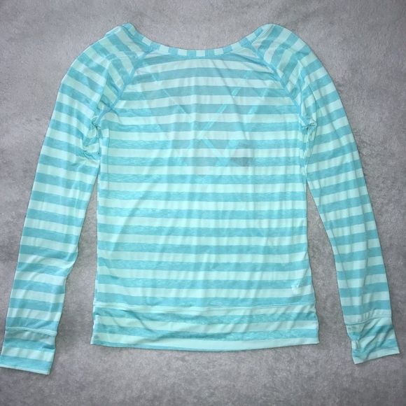Z by Zella Teal Take 5 Cloud Striped Tee Small S - Picture 2 of 8